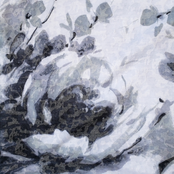 Coldwater Creek Floral / Rose Black & White Modern T-Shirt Tee Lined NWOT - Picture 9 of 13